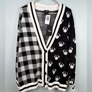 Torrid Disney Monochrome Checkered and Minnie Mouse Cardigan